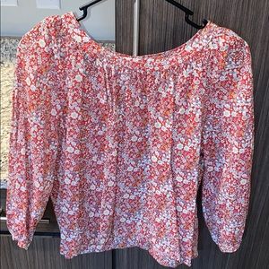 J.CREW RED FLORAL LONG SLEEVE BLOUSE❤️❤️❤️